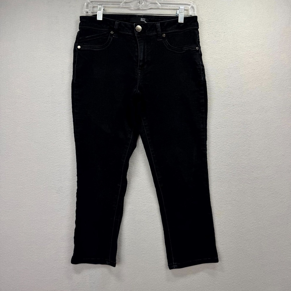 1822 Denim Capri Jeans Womens 8 Fits 30x21* Black Denim Pants Casual Stretch